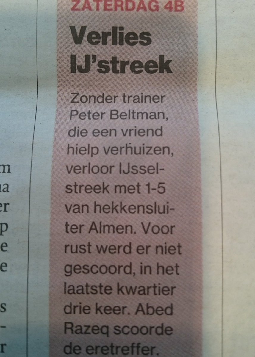 'De trainer was er niet want hij hielp een vriend verhuizen'