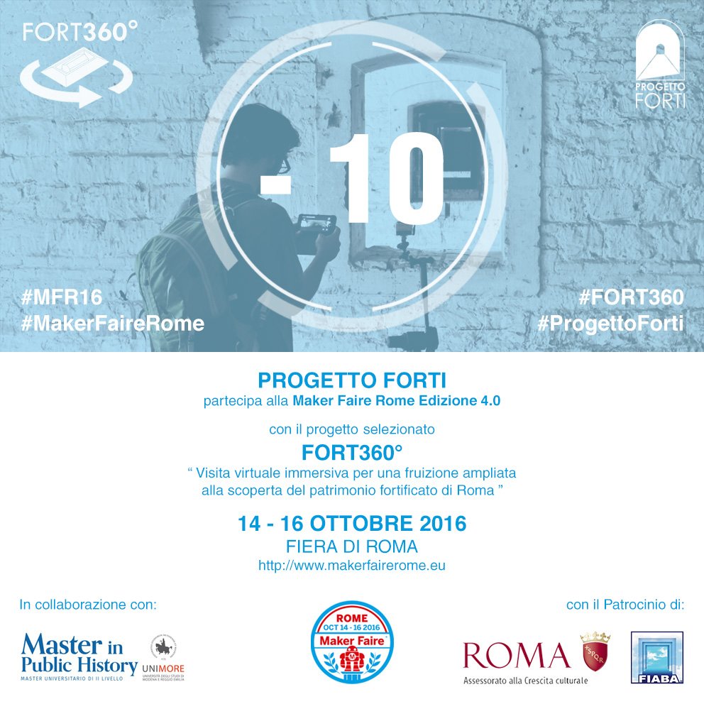 ProgettoForti's tweet photo. Ci siamo! #ProgettoForti sarà al @MakerFaireRome
con il progetto selezionato #FORT360! Dal 14 a 16 Ottobre #FIERADIROMA #MFR16 CONDIVIDETE! https://t.co/yHPuY9rNE2