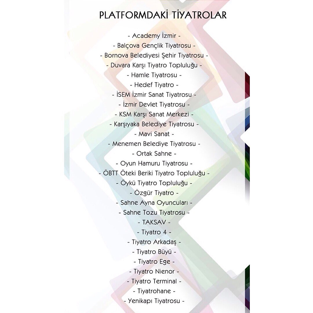 Tüm Tiyatrolarımıza iyi bir sezon dileriz. #izmirdetiyatrovar #izmirtiyatrolarıplatformu #itp