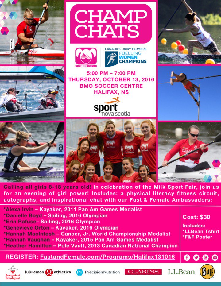 girlsforwardca's tweet photo. Register for our #NS #ChampChat Oct 13 @SportNovaScotia Milk Sports Fair! Amazing athletes share stories &amp; skills! https://t.co/l3Ct0Tv9K5 https://t.co/MeRb1016Yl