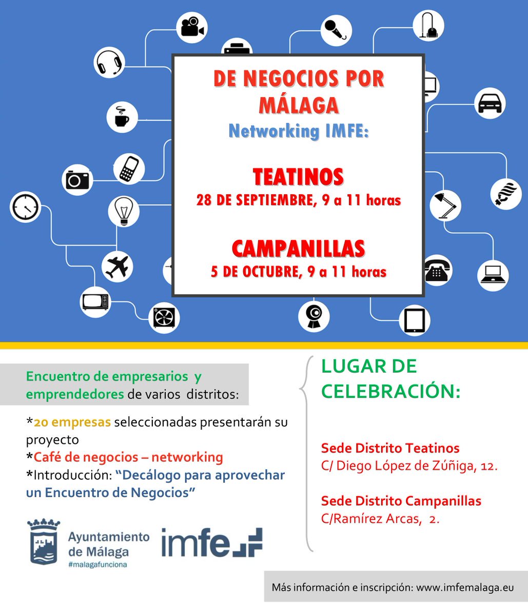 Nuevo encuentro empresarial del ciclo gratuito 'De negocios por #Málaga' mañana a 9h. en #Campanillas. Inscripción: bit.ly/2dC4urE