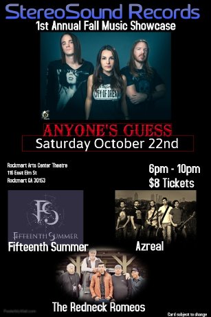FifteenthSummer's tweet photo. ROCKMART! We'll see you October 22nd for @SSR2k03's Fall Music Showcase! #localmusic #nextshow #stereosound #fifteenthsummer https://t.co/thV6YzqBSg