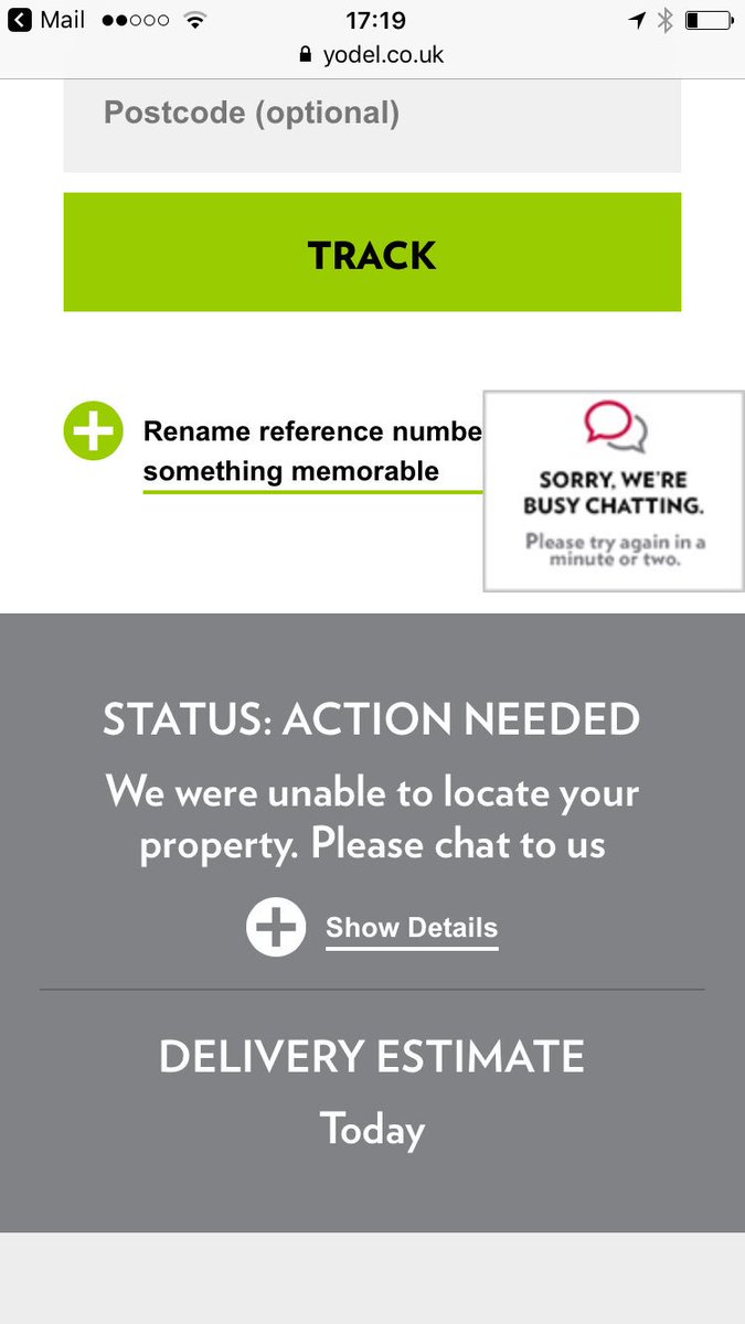 amymadden88's tweet photo. @YodelOnline Asking me I chat to you about my parcel on tracker but not giving me an option when I call!Waited in all day today for parcel!! https://t.co/5BF4ArI366