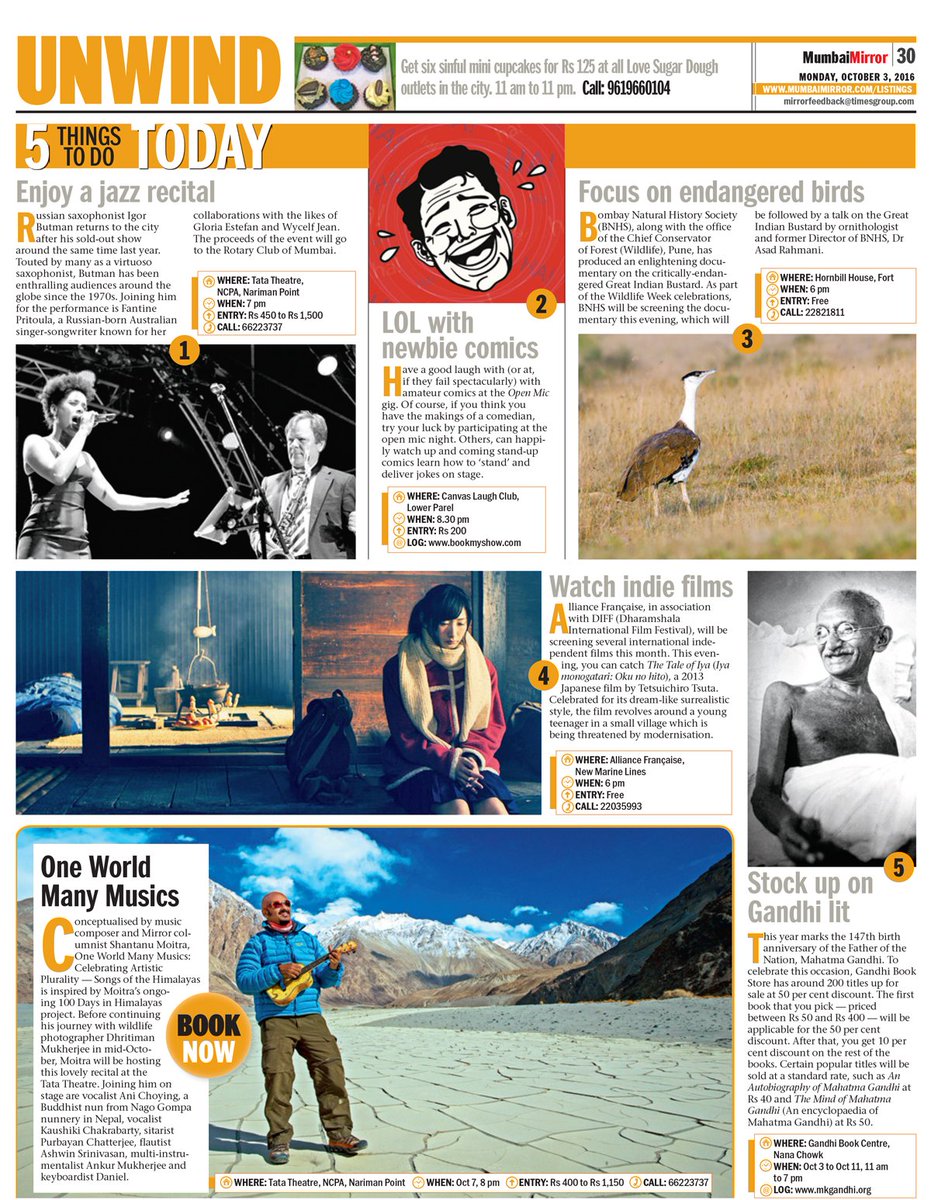 Jazz_Addicts's tweet photo. We got covered in Mumbai Mirror :)
#JusJazz2016 #Jazz #IgorButman #Fantine https://t.co/RyONpSho12