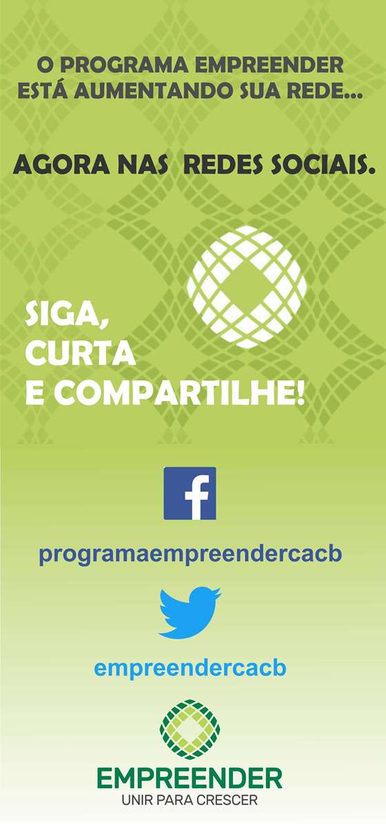 empreendercacb's tweet photo. Faça parte da nossa rede! #programaempreender https://t.co/6d6CW0FJyp
