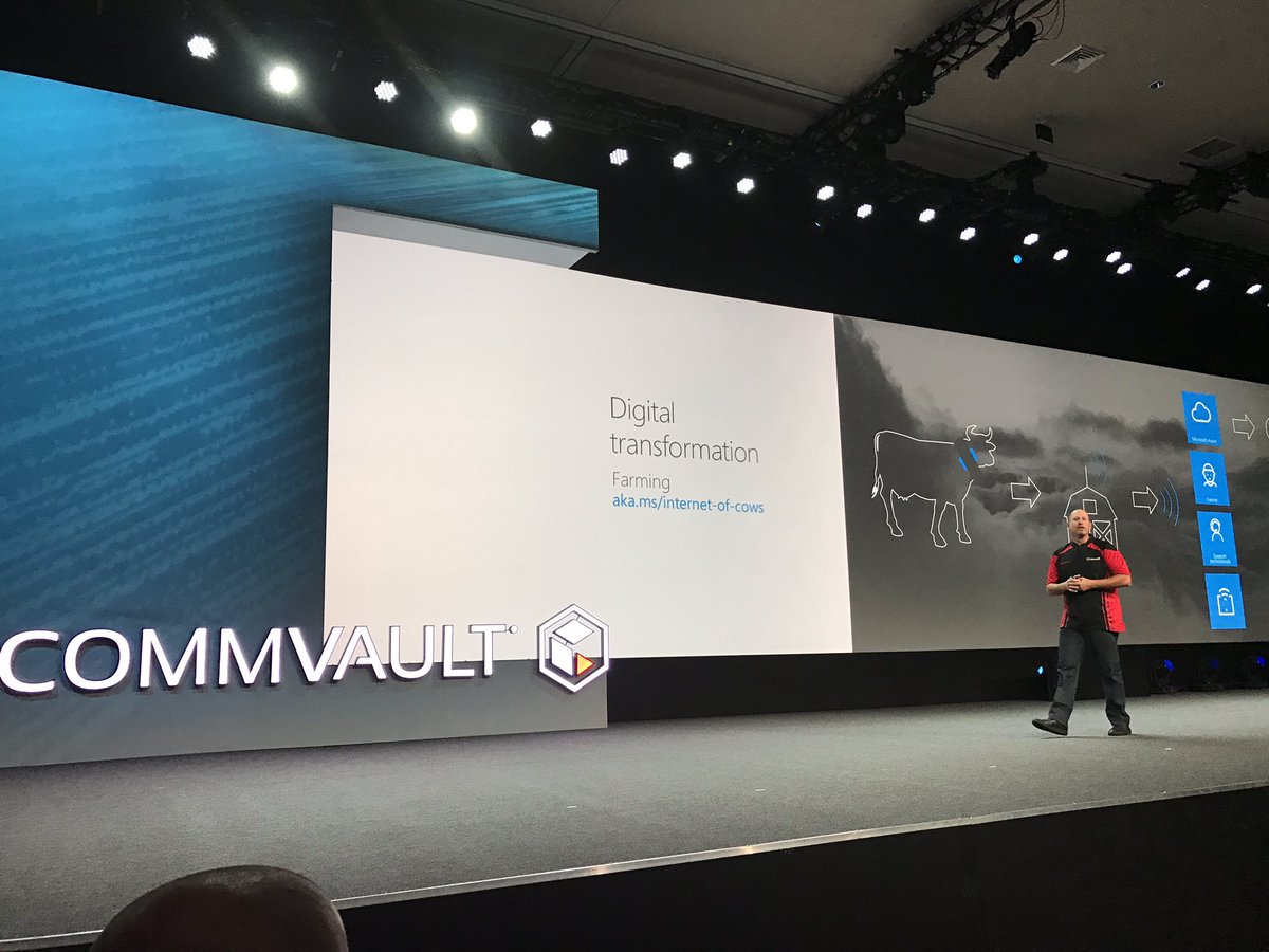 TJWhiskey's tweet photo. @StevenGuggs and the #InternetOfCows. Yes you heard that right. Moo. Udderly fascinating. #badpun #CommvaultGO https://t.co/N1iVZqka8C… https://t.co/zQZIqPY3dQ