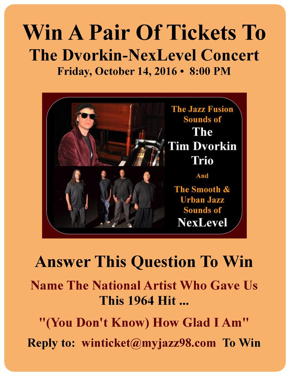 Ticket Give Away For The Oct 14th Show! Answer The Question To Win!!!! #Jazz98fm #jazz #columbus #concert #freeconcert #614
