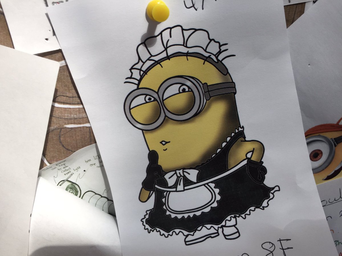 FernwoodDT's tweet image. Students sticking their work on the #lightbulbmoments wall today as they make progress in @Photoshop #dynamicdesigns #minions #cad #dtchat