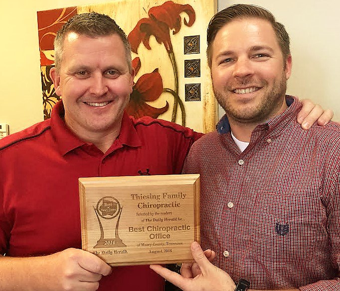 ThiesingChiro's tweet photo. Thanks Maury County for voing us Best Chiropractic Office in the "Best of Maury County" contest two years in-a-row! #drtfixedme #weloveutoo https://t.co/fSuPY4NTGh