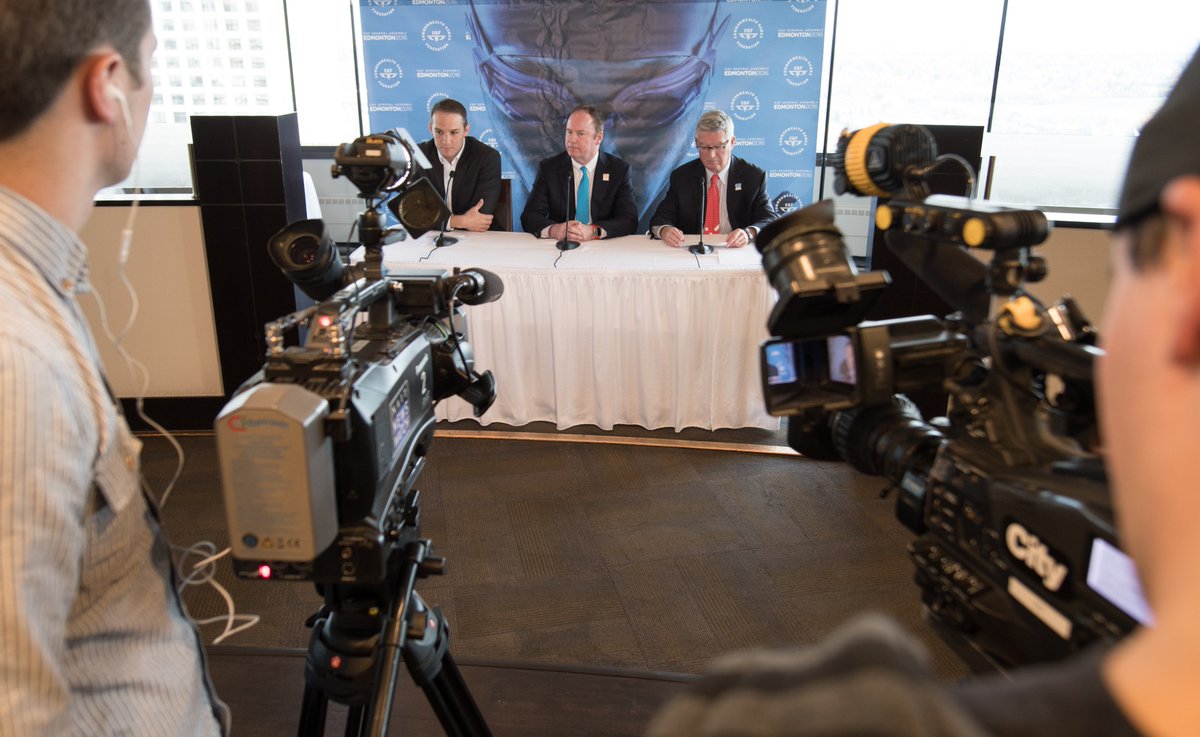 thecgf's tweet photo. .@thecgf, @CityofEdmonton and @cgc_jcc brief media on this week's #CGFAssembly programme. More info at: https://t.co/zAgSisRxa1 https://t.co/j7JIDvqV0F