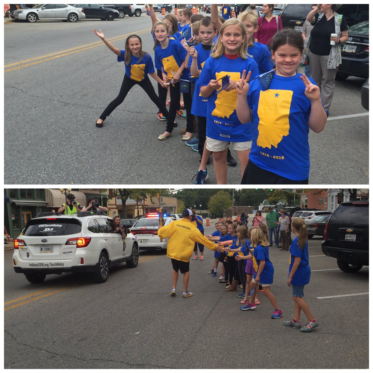 Jefftspencer's tweet photo. Our 4th grade is planning a birthday party for Indiana as we celebrate 200 yrs. Today we got to see the torch! #newtechnetwork https://t.co/STdUyp10fg