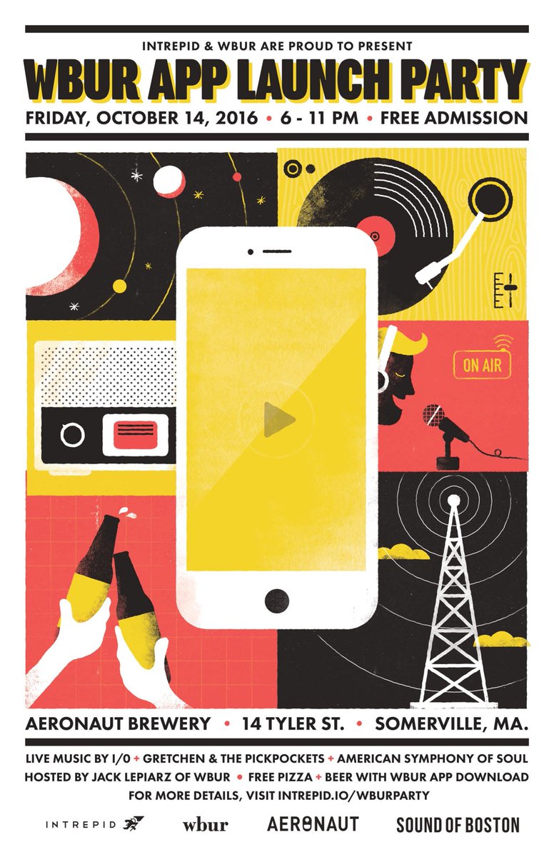Celebrate the launch of <a href="/WBUR/">WBUR</a>'s new app on 10/14 <a href="/AeronautBrewing/">Aeronaut Brewing Co.</a> with live performances by: <a href="/iomusicofficial/">I/O</a> <a href="/GPickOfficial/">Gretchen & The Pickpockets</a> <a href="/SymphofSoul/">Symphony of Soul</a>