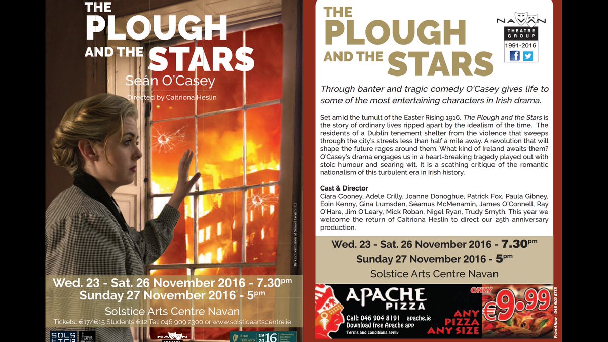 NavanTheatre's tweet photo. Here's our flyer for #ThePloughAndTheStars @solsticearts 23-27 Nov. Please retweet. All support appreciated. #teamplough @meathtourism https://t.co/c11Gtn8xDc
