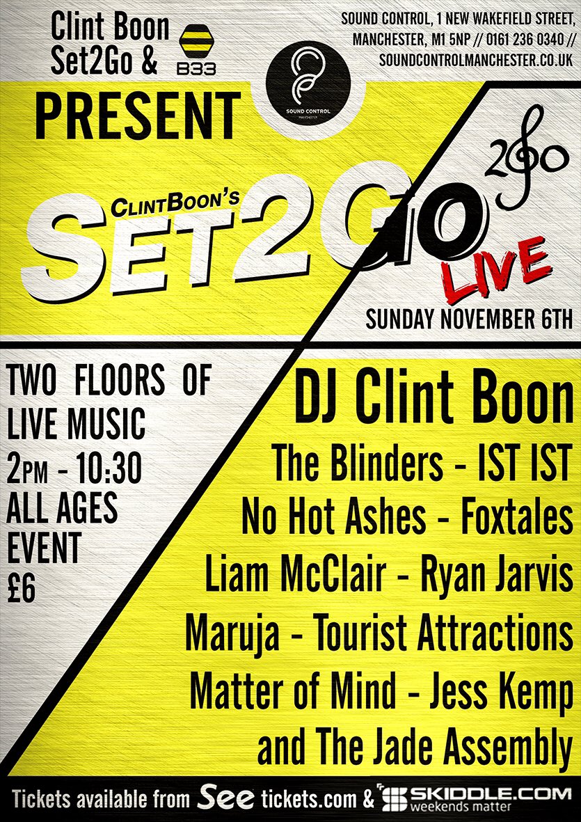 therealboon's tweet photo. The first 'Set2Go Live' gig @soundcontrolmcr Sun 6/11. 10 of my fave unsigned MCR acts playing live xxx #Set2GoLive https://t.co/b705vXYb2U