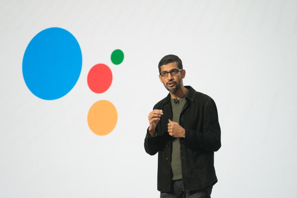 Google's tweet image. &quot;We want to help you get things done in your world.&quot; @sundarpichai on the Google Assistant → goo.gl/OfWzSO #madebygoogle