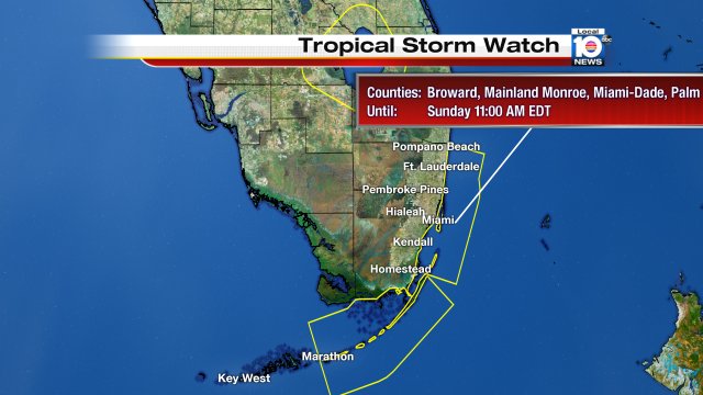 Local 10 WEATHER ALERT - Tropical Storm Watch issued for the highlighted areas. bit.ly/krCDQ?utm_medi… https://t.co/u12xiTvWx3