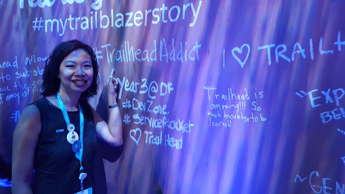 jenwlee's tweet image. Yup, that&apos;s me. #TrailheadAddict in the #Trailhead tree at DF16. @trailhead @Dreamforce