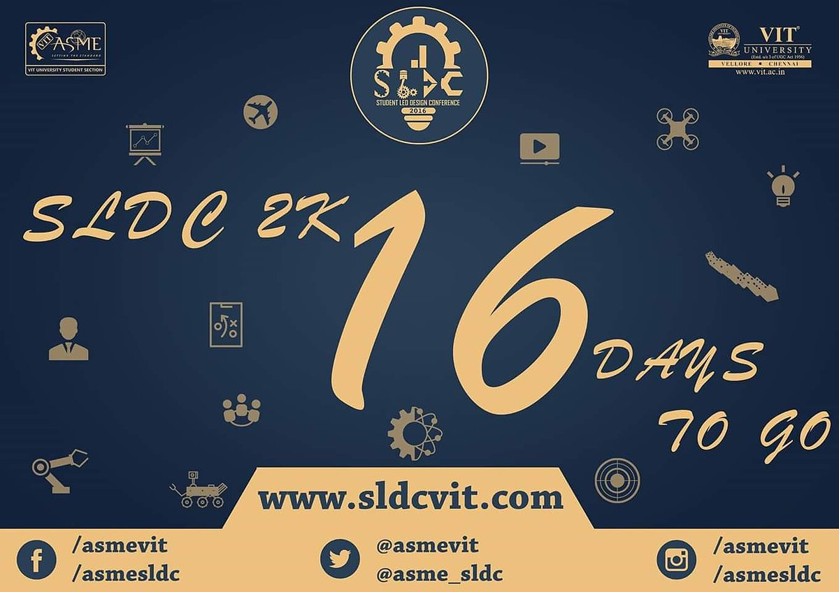 Mechnovate's tweet photo. #GearUp
ONLY 16 DAYS TO GO!!!
#SLDC2016
#VIT_UNIVERSITY
#ASMEVIT
#SettingTheStandards https://t.co/GMS3MktSdl