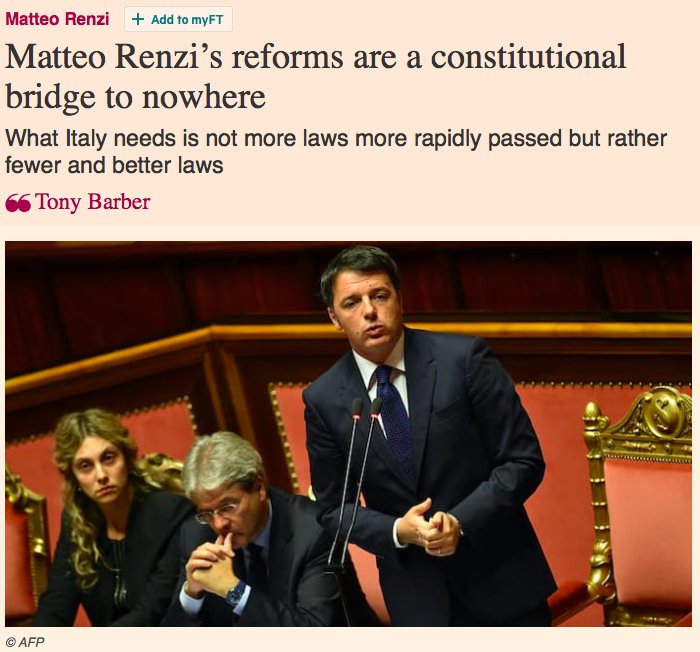 Di solito quel che scrive il #FinancialTimes sull'Italia viene ripreso da tutti. Ma se smonta Renzi silenzio assoluto! #IoDicoNo