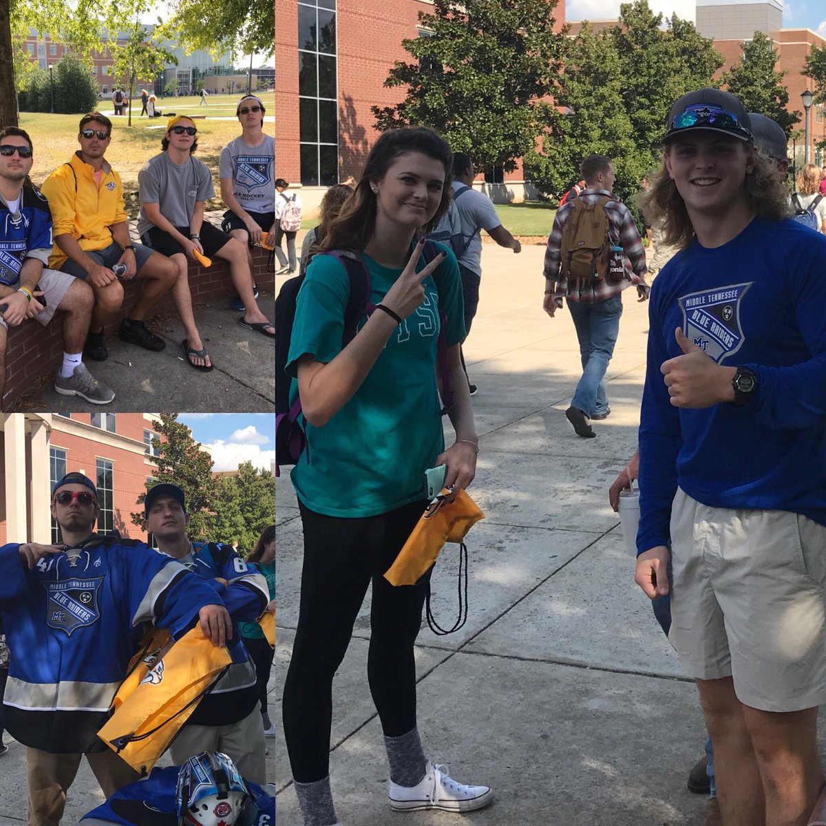 MTSUhockey's tweet image. Your #RowdyRaiders helping to #PaintTheTownGOLD for @nhlpredators and your Preds Energy Team!!