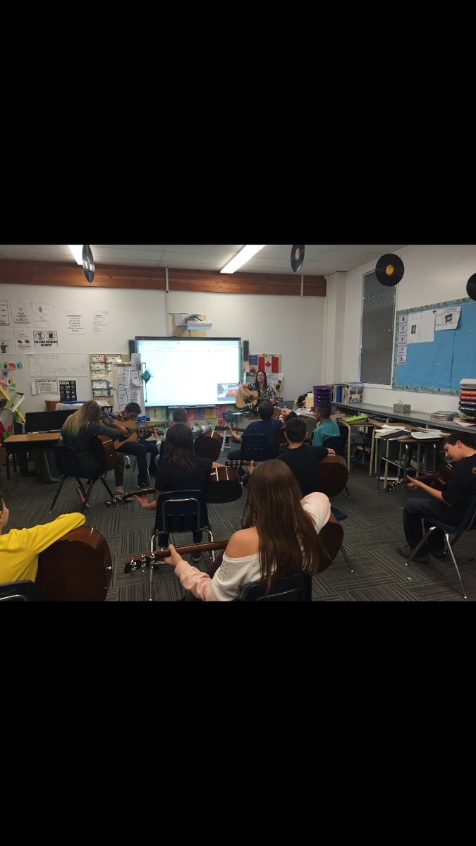 Ms. Souza's fine arts class rocking out on the guitars.
