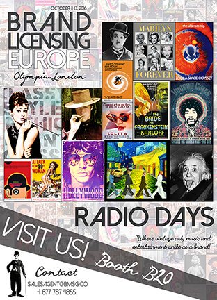 RadioDaysBrand's tweet photo. Come visit us at the BLE Oct 11-13 Booth B20 #BLELondon ##BLE #BrandLicensingShow #London https://t.co/xhZw47IINJ