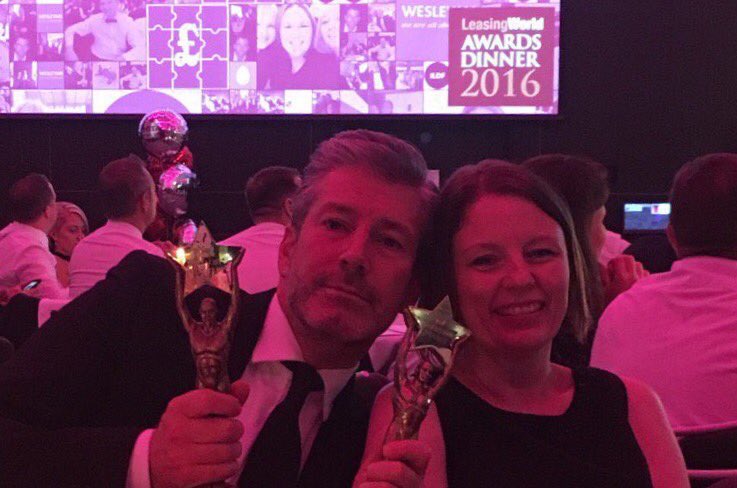 Wesleyan's tweet photo. What a fantastic evening at the @LeasingWorldLtd Awards. We're thrilled that @Wesleyan Bank and @Syscap are double award winners!! #LWA99 https://t.co/fC2BiaQ9SC