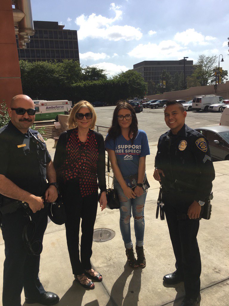 CHSommers's tweet image. Nice police escorts taking me through back entrance for today's talk at CSULA. Now standard for my campus lectures.
