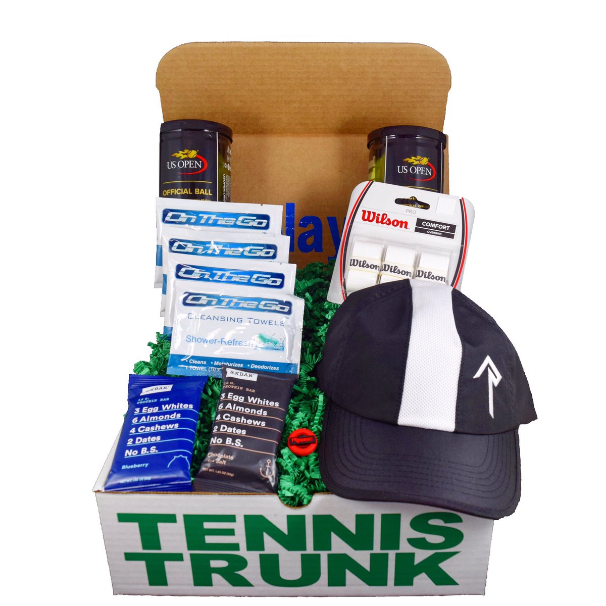 TennisTrunk's tweet photo. What's in the October 📦?
@RiserClothing Performance hat
@RXBAR Protein Bars
@OnTheGoTowels 4 pack towels
@WilsonTennis 2 cans and overgrips https://t.co/6ECus4cG9b