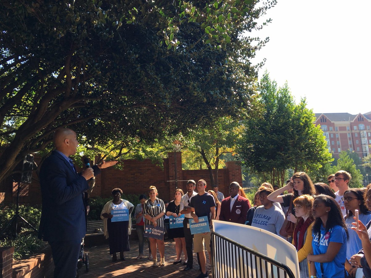 HillaryForGA's tweet image. Y'all, we had a great time with @CoryBooker yesterday. Who's fired up and ready to GOTV? Early voting begins Oct.17: IWillVote.com