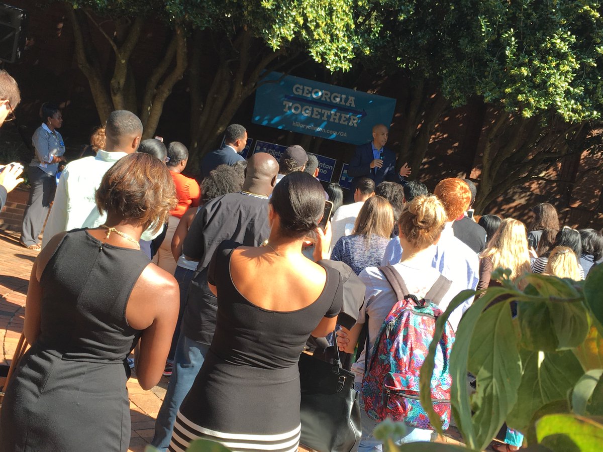 HillaryForGA's tweet image. Y'all, we had a great time with @CoryBooker yesterday. Who's fired up and ready to GOTV? Early voting begins Oct.17: IWillVote.com