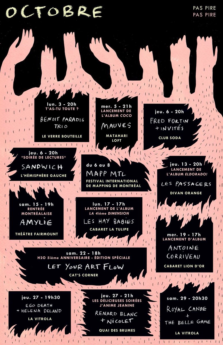 PASPIREPASPIRE's tweet image. Nos suggestions de sorties pour le mois d'octobre dans le magnifique calendrier de @jf_poisson 👌