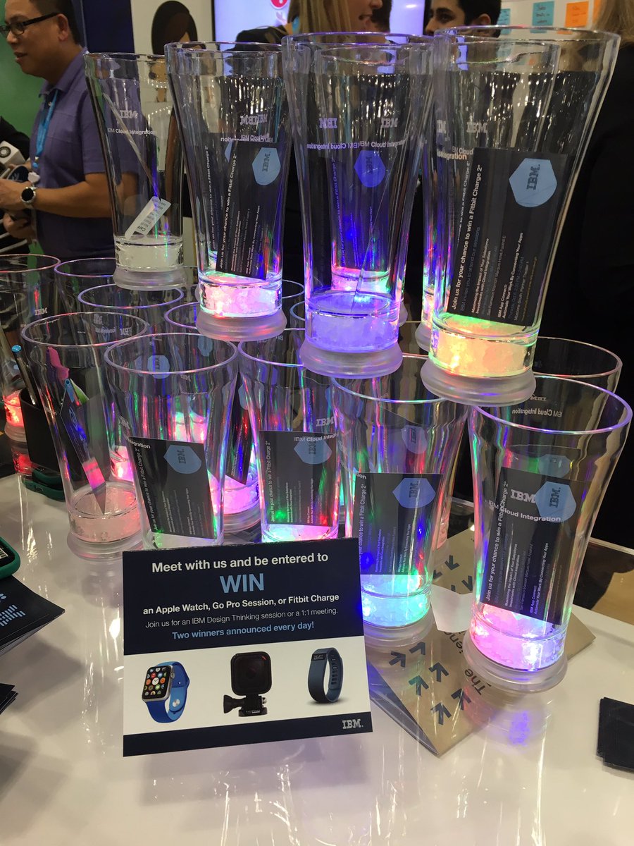 Come by booth 317 to win the perfect happy hour cup or an Apple Watch or GoPro #DF16 @IBMintegration
