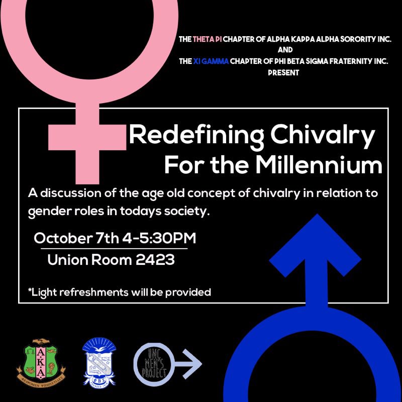 Join us Friday to discuss the concept of chivalry and gender expression as it relates to relationships. It's not an event you want to miss.