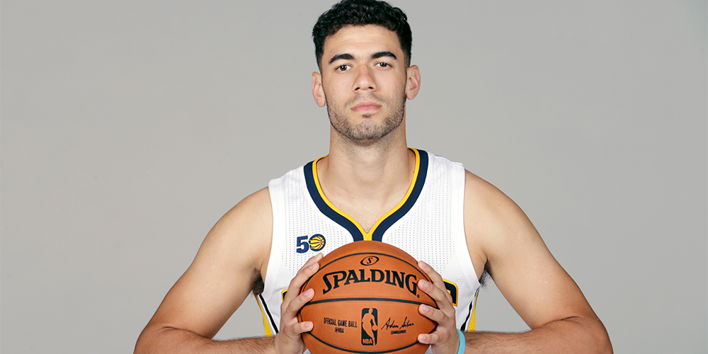 Pacers's tweet photo. Rookie Georges Niang (@GeorgesNiang20) checks in for the first time. Welcome to the NBA, Georges! https://t.co/T8p4R1w39B
