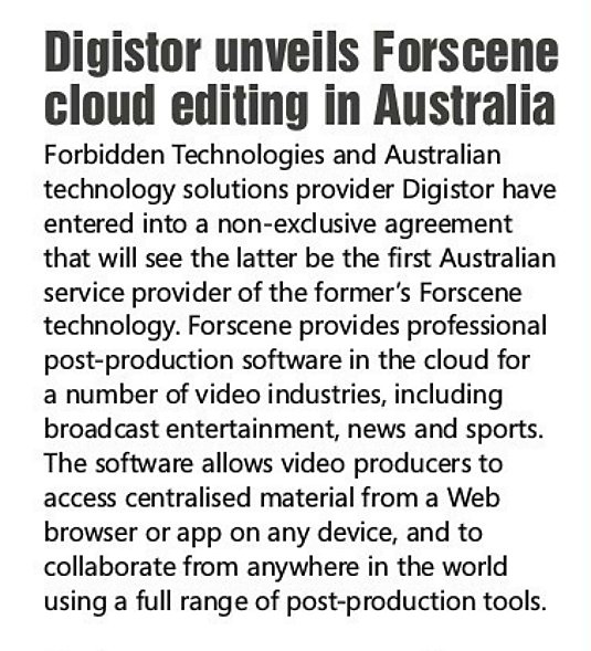 APB_News's tweet photo. Digistor Unveils Forscene cloud editing in Australia! #ForbiddenTech #Digistor #APB https://t.co/3JXtxxhnGa