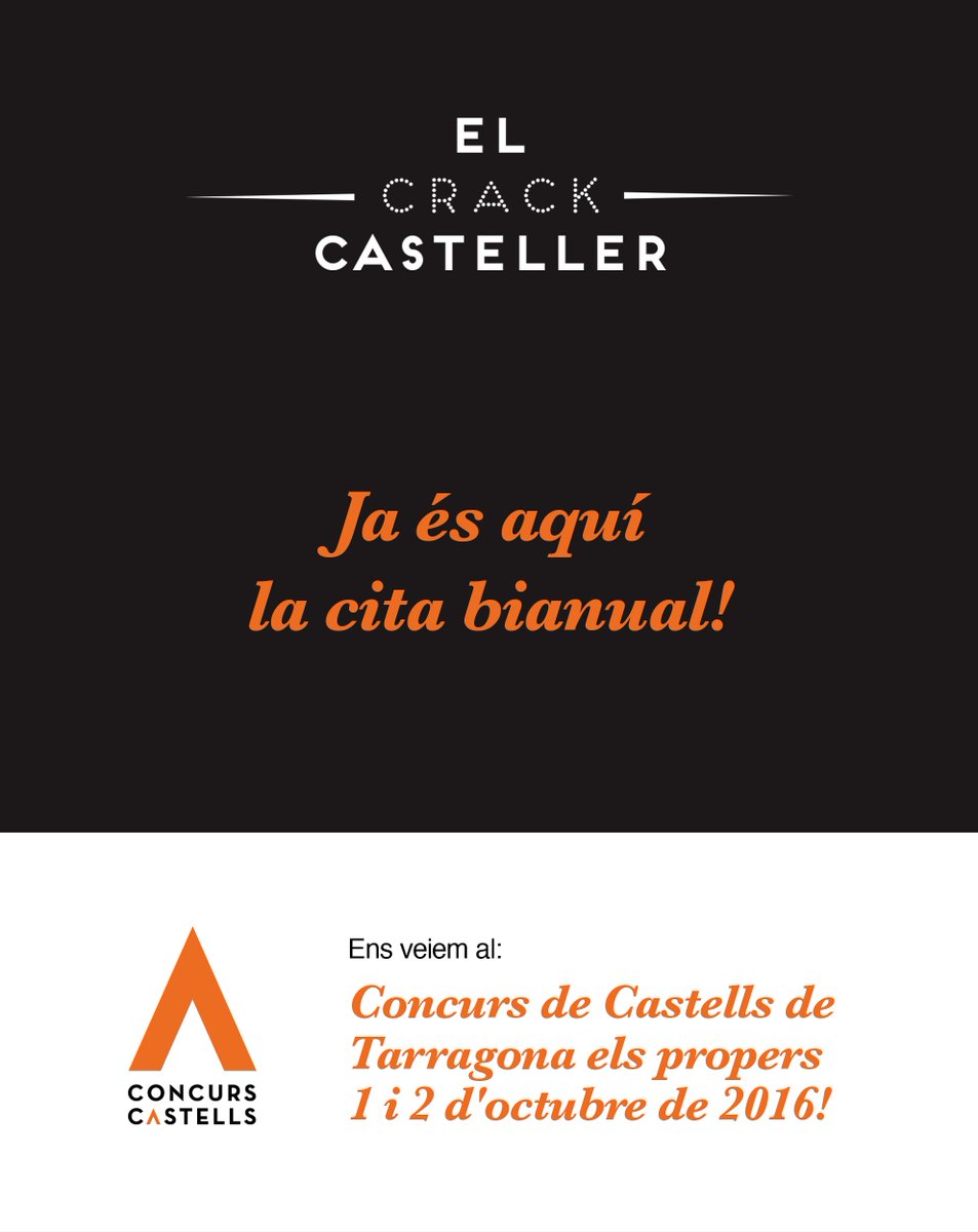 crackcasteller's tweet photo. Estarem al #fanzone del @concurscastells de #Tarragona els propers 1 i 2 d'octubre! T'hi esperem! #castellers #jocsdetaula #mesintens https://t.co/2j0sVh9W8b