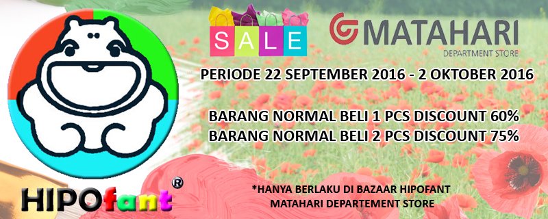 hipofant's tweet photo. HIPOfant SALE
Periode 22 Sept-2 Okt'16
Barang Normal 
Beli 1pcs Disc60%
Beli 2pcs Disc75%
 Berlaku Di Bazaar HIPOfant di Matahari Dept Store https://t.co/hEQHApB3br
