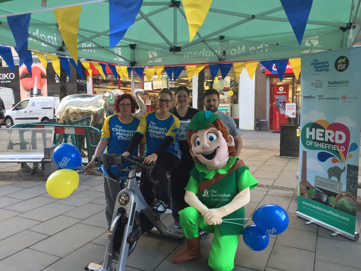 Come see us on Fargate, raising money for <a href="/SheffChildrens/">Sheffield Children's</a> doing 60k in a Day!!! #Sheffieldissuper #herdofsheffield 🐘