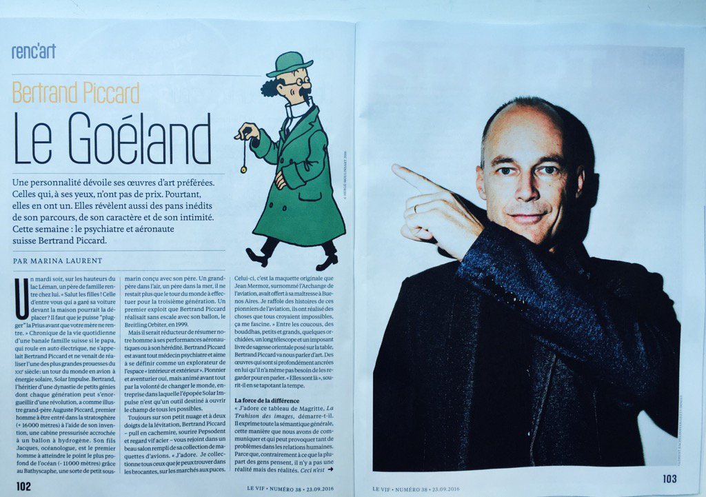 marinalaurent3's tweet image. Bertrand Piccard#renc&apos;art @LeVif (spécial tintin)