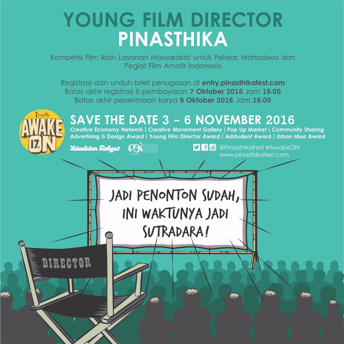 PinasthikaFest's tweet photo. Nah yg hobi bikin film atau pengin jd sutradara kece bisa coba ikut Young Film Director dg penugasan https://t.co/hr4uruFTiA #AwakeON https://t.co/d4h8l5ssWL
