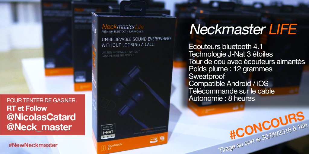NicolasCatard's tweet photo. #Concours : Follow @NicolasCatard et @Neck_Master + RT pour tenter de gagner le #NewNeckmaster Life Super casque bluetooth ! Valeur 99€ 🎁 https://t.co/iHT7EULowY