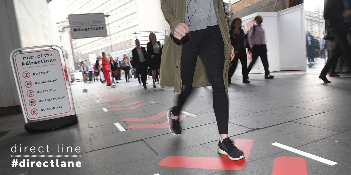 DirectLine's tweet photo. Don't let slow walkers ruin your #commute. We've introduced the #directlane to help you get to work stress free https://t.co/KrjJu8wUvB