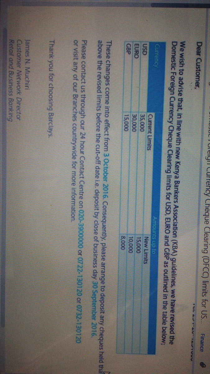 Barclays Bank Kenya On Twitter Hi Mauayako With Effect From 3rd - 