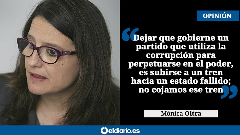 eldiarioes's tweet photo. OPINIÓN | Ni Rajoy, ni elecciones https://t.co/aeEQARkLuk Por @monicaoltra, vicepresidenta de la Generalitat Valenciana https://t.co/fJ96LFb8xi