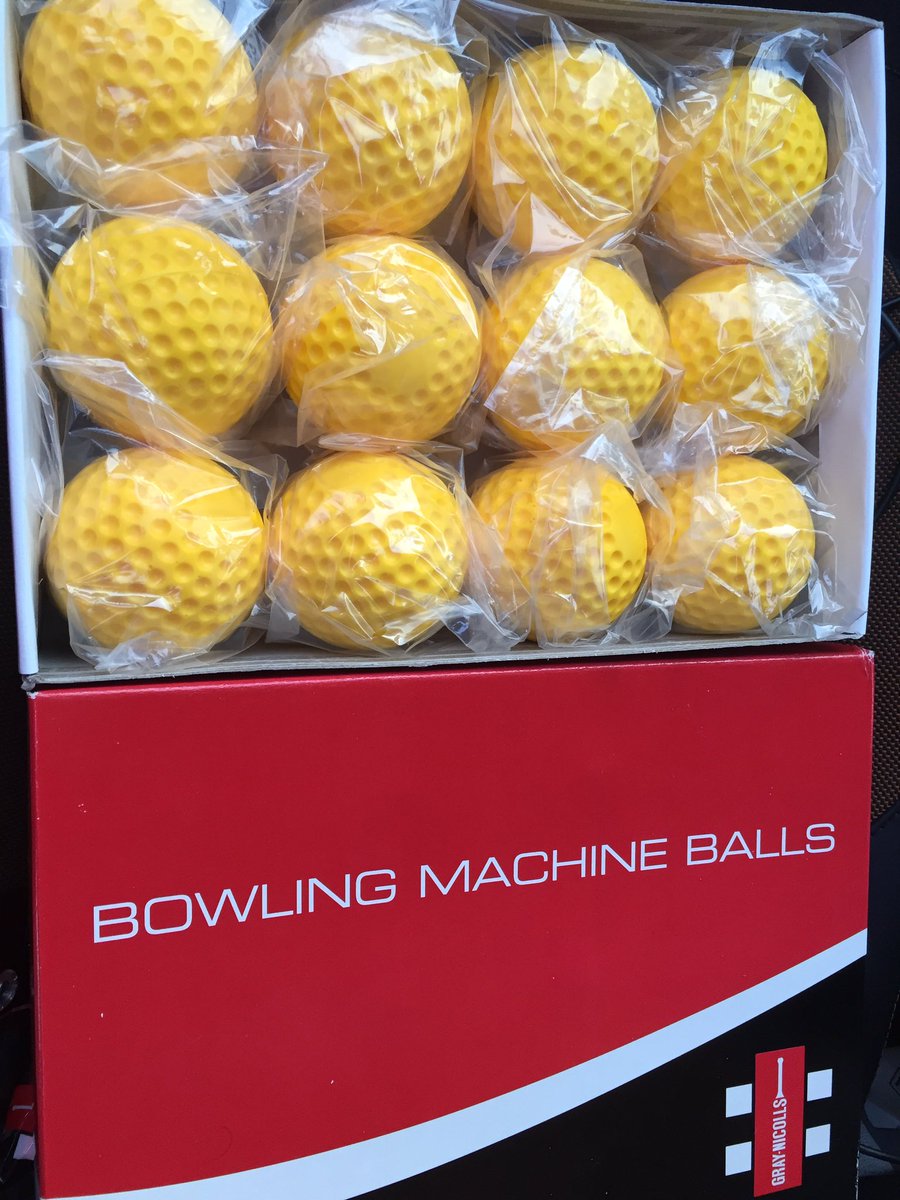 A dozen spanking new bowling machine balls ready to go for Sunday's morning! Machine will be up and running from 10am #gobulldogs #woofwoof