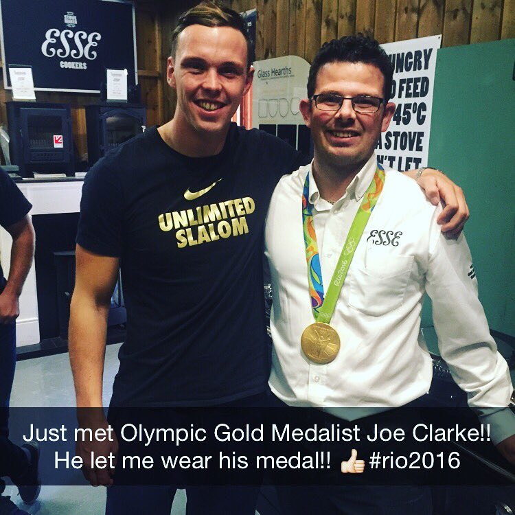 #Olympic #goldmedalist Joseph Clarke top guy <a href="/justoves_/">Justoves</a>  <a href="/ESSE1854/">ESSE: Master stove maker since 1854</a> <a href="/ESSEOwners/">ESSE Owner's Club</a> even kindly let me wear his Gold medal!