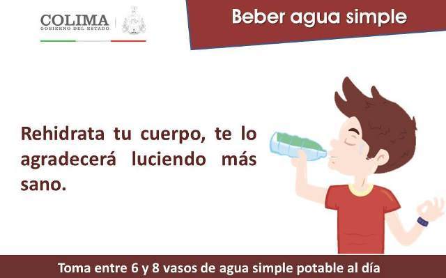 salud_colima's tweet photo. #Rehidrata tu cuerpo, toma entre 6 y 8 vasos de agua simple potable al día. https://t.co/Yq3nnbYMZh