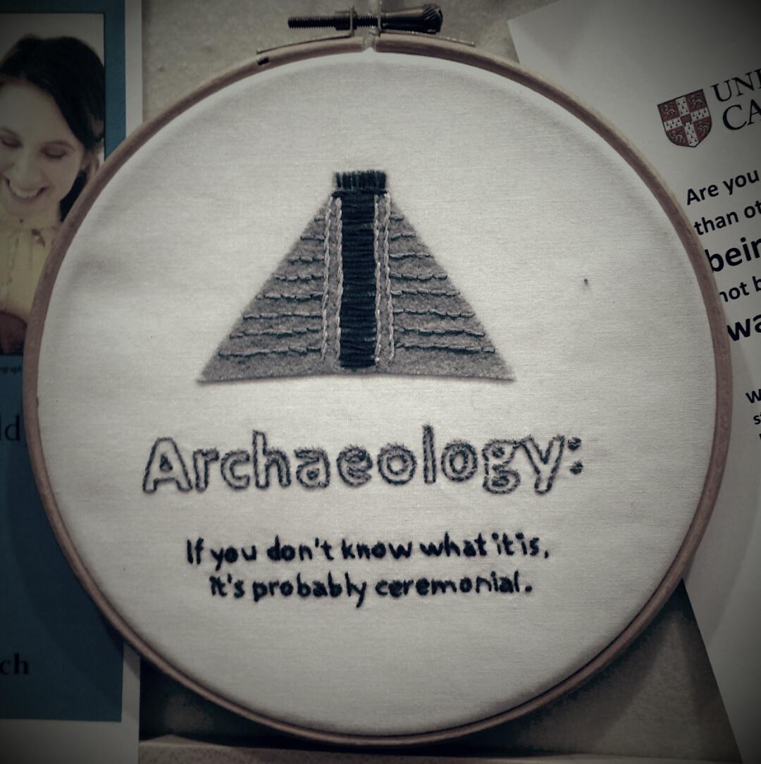 Embroidery on show in <a href="/UCamArchaeology/">Cambridge Archaeology</a> - love it!