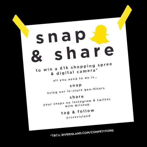 riverisland's tweet photo. Heading in-store? Take a Snapchat using our geo-filter &amp; you could #WIN a £1000 shopping spree! Show us with #RISNAP https://t.co/oTvqfeZ0OK